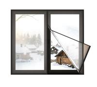 HDEYRSX Cubierta Antiviento para el Aislamiento Térmico de Ventanas,Kit de Película de Aislamiento de Ventana para Invierno y Verano,Bloqueador de frío de Ventana,Cinta Adhesiva (150cm x 240cm,Negro)