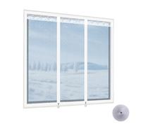 HDEYRSX Cubierta de Aislamiento Térmico de Ventanas,Kit de Película de Protección Contra el Frío,Antiviento,para Invierno y Verano,Reutilizable,Autoadhesiva,Personalizable (200cm x 180cm,Blanca)
