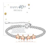 HDFHDF 1 pulsera personalizada para mujer, regalo de cumpleaños ajustable con tarjeta, chapado en plata, rosa Venus 40, 50, 60, madre enviadora, hija, buena amiga, esposa, novia, hermanas