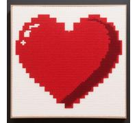 Hdfvlfdsa Diy Kits De Bordado Punto Cruz, Corazones Rojos 30X30Cm Diy 11Ct Cross Stitch Kit De Herramienta De Puntada Cruzada Contada A Mano