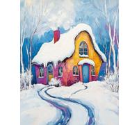 Hdfvlfdsa Kit De Punto De Cruz De Con Estampado De Cabaña De Nieve, Casa Colorida 40X50Cm Para Adultos Principiantes, Kits De Punto De Cruz Para Bordado, No Nulo, Como Se Muestra En La Imagen, 11Ct