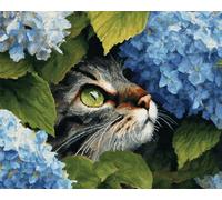 Hdfvlfdsa Kit Punto De Cruz Con Hilos Y Tela Impresa Gato Y Hortensia 40X50Cm Cuadro En Cross Stitch Embroidery Bordar Punto De Cruz Kit Bordado Completo Esquemas Para Principiantes Patrones Contado