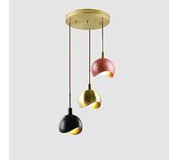 HDFXNCXFC Exquisita lámpara Colgante de Techo de Metal Luz de lámpara de Cobre Completa Luz de Colgante de 3 Luces de 3 Luces Altura de lámpara de lámina de luminaire Semi-Embeded Villa Dormitorio