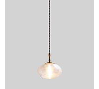 HDFXNCXFC Lámpara de lámpara de Cobre de Vidrio a Rayas Transparente E27 Lámina de Colgante de Techo de 1 Luces Kit de luminaria Ajustable Tabla de Comedor Iluminación corredora de Corredor