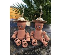 hdg Juego de 2 macetas de arcilla de terracota para hombre, estilo Bill & Ben (tamaño pequeño), adorno de jardín