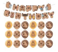 HDGSAFD 1 Bandera De Dibujos Animados De Capybara Y 18 Globos, Linda Bandera De Animales, Decoraciones De Fiesta, Suministros De Fiesta De Cumpleaños.