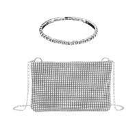 HDGSAFD 1 Bolso De Mano Para Mujer Con Cadena, 1 Pulsera, Bolso De Boda Para Mujer, Bolso De Hombro Con Cadena Para Mujer, Bolso De Mano Brillante Para Mujer