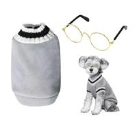 HDGSAFD 1 Chaleco Tejido para Mascotas Y 1 Gafas para Mascotas, Accesorios para Vendajes para Mascotas, Ropa Cálida para Mascotas, Ropa Suave Y Cómoda para Mascotas
