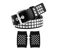 HDGSAFD 1 Cinturón Con Tachuelas, 1 Par De Guantes Con Tachuelas, Decoración Estilo Punk Negro, Cinturón Para Hombres Y Mujeres, Accesorios Góticos