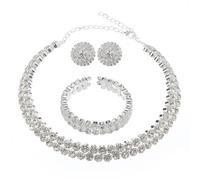 HDGSAFD 1 Collar De Doble Capa, 1 Pulsera De Doble Capa Y 1 Par De Aretes, Joyas Brillantes, Joyas Elees, Joyas De Diamantes De Imitación, Accesorios De Vestir