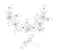 HDGSAFD 1 diadema de flores de cristal con 1 horquilla de perlas para el pelo, accesorio para el pelo para mujer