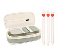 HDGSAFD 1 Estuche Retráctil De Gran Capacidad Y 3 Bolígrafos De Gel, Estuche De Lona, Papelería para Estudiantes, Estuche para Niñas, Útiles Escolares