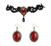 HDGSAFD 1 Garilla De Piedras Preciosas De Encaje Y 1 Par De Pendientes De Piedras Preciosas, Joyería Gótica, Accesorios De Cosplay, Accesorios Punk