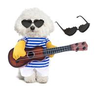 HDGSAFD 1 Juego De Disfraces De Guitarra para Mascotas, 1 Pieza De Gafas para Mascotas, Disfraces Creativos para Perros Pequeños, Accesorios De Juego para Perros, Decoraciones Divertidas