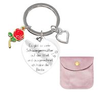 HDGSAFD 1 Llavero Con Colgante De Rosa, 1 Bolsa De Almacenamiento, Llavero De Metal, Llavero Grabado, Hebilla Con Colgante De Flor, Llavero De Bendición De Suegra