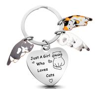 HDGSAFD 1 llavero de gato, 2 colgantes de gato con agujeros, llavero de acero inoxidable, llavero grabado con gato con colgante de gato, regalo para amantes de los gatos, multicolor, 2,8 * 2,9 cm