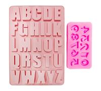 HDGSAFD 1 molde de silicona con letras mayúsculas con 1 molde de silicona con números, juego de moldes para hornear, herramientas de repostería DIY para hacer pasteles, dulces, gelatina, chocolate
