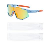 HDGSAFD 1 Par De Gafas De Ciclismo Para Niños Y 1 Par De Mangas De Hielo, Traje De Protección Uv, Herramientas De Protección Ocular, Aptas Para Deportes Al Aire Libre(Azul Lago, Blanco).