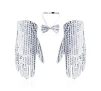 HDGSAFD 1 Par De Guantes De Lentejuelas Y 1 Pieza De Pajarita De Lentejuelas, Accesorios De Disfraces De Actuación, Accesorios De Fiesta, Accesorios Vintage, Accesorios De Moda Brillantes