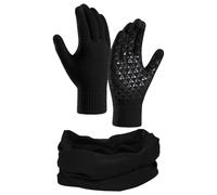 HDGSAFD 1 Par De Guantes De Punto, 1 Bufanda Negra, Guantes Antideslizantes Para Pantalla Táctil, Conjunto Térmico De Invierno, Accesorios De Protección Contra El Frío Al Aire Libre