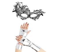 HDGSAFD 1 Par De Guantes Sin Dedos Y 1 Máscara De Encaje, Guantes De Cuero Pu, Accesorios Estilo Punk, Accesorios Cosplay