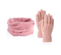HDGSAFD 1 Par De Guantes Tejidos, 1 Bufanda De Felpa, Conjunto Térmico De Invierno, Traje De Exterior Resistente Al Frío, Decoración Rosa En La Ropa