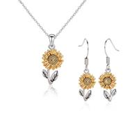 HDGSAFD 1 Par De Pendientes De Girasol Y 1 Collar De Girasol, Joyería Creativa, Joyería Sencilla De Moda, Joyería para Mujer