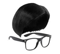 HDGSAFD 1 Peluca con Raya Al Medio Y 1 Gafas con Montura Negra, Pelucas Vintage, Pelucas De Hombre, Accesorios Cosplay