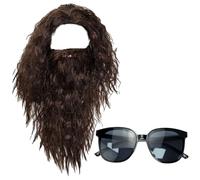 HDGSAFD 1 Peluca Marrón con Barba Y 1 Gafas De Sol, Accesorios De Cosplay, Traje De Fiesta De Disfraces, Accesorios De Disfraces De Fiesta