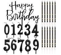 HDGSAFD 1 Pieza De Adorno para Tarta con 10 Velas Numéricas Y 12 Velas, Decoración para Tarta De Cumpleaños, Accesorios para Tartas
