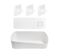 HDGSAFD 1 Pieza De Canasta De Almacenamiento Blanca, 3 Piezas De Ganchos De Anillo, Estante De Almacenamiento Geométrico, Canasta De Almacenamiento Con Salida De Drenaje, Adecuada Para Cocina Y Baño