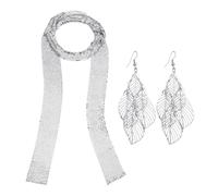 HDGSAFD 1 Pieza De Collar De Bufanda De Lentejuelas, 1 Par De Pendientes Coles, Bufanda De Mujer, Joyería Brillante Simple, Collar Personalizado