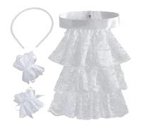 HDGSAFD 1 Pieza De Cuello De Encaje, 1 Par De Mangas De Encaje, 1 Pieza De Diadema De Perlas, Decoración De Ropa Blanca, Decoración De Moda Retro De Mujeres, Accesorios Creativos De Ropa.