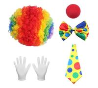 HDGSAFD 1 Pieza De Peluca De Cabeza Explosiva, 1 Pieza De Nariz De Payaso, 1 Pieza De Corbata De Lazo, 1 Pieza De Corbata, Accesorios De Juego De Roles.