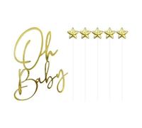 HDGSAFD 1 Pieza De Tarjeta De Cumpleaños Dorada para Bebés, 5 Piezas De Tarjeta De Estrella, Complemento De Decoración De Pasteles, Suministros De Decoración para Fiestas De Cumpleaños.