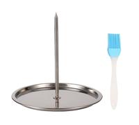 HDGSAFD 1 pinchos para barbacoa de pollo, 1 pincel de aceite, pinchos verticales para barbacoa, pinchos verticales con bandeja colectora, parrilla de acero inoxidable, práctica parrilla para