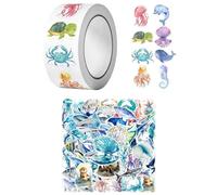 HDGSAFD 1 Rollo De Información sobre La Vida Marina, 50 Pegatinas De La Serie Marine, Decoración De Pegatinas De Grafiti Marino, Taza para Cuaderno De Guitarra DIY