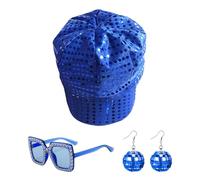 HDGSAFD 1 Sombrero De Lentejuelas, 1 Gafas De Sol Cuadradas Y 1 Par De Aretes, Accesorios para Presentaciones, Accesorios Retro, Accesorios para Vestidos De Gala
