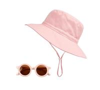 HDGSAFD 1 sombrero de sol para niños con 1 pieza gafas de sol para niños, sombrero de sol de verano, sombrero de playa rosa, sombrero de pesca para niños, sombrero de sol transpirable y cómodo (rosa),