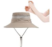 HDGSAFD 1 sombrero para exteriores, 1 par de fundas de hielo con protección solar, sombrero de sol para mujer, sombrero de pesca para mujer, sombrero de sol plegable para mujer