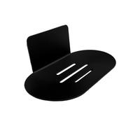 HDGSAFD 1 soporte de jabón ovalado de acero inoxidable, negro, montaje en pared, sin taladrar, adecuado para baño, cocina