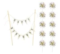 HDGSAFD 1 Tarjeta De Feliz Cumpleaños, 10 Tarjetas De Seda De Lluvia, Decoración para Tarta, Decoración De Tarjeta para Tarta De Fiesta De Cumpleaños