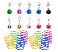 HDGSAFD 10 Piezas De Coles De Campana Y 8 Piezas De Juguetes De Primavera, Mascotas para Jugar Y Aliviar El Aburrimiento, Accesorios De Anillo para El Cuello DIY.