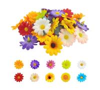 HDGSAFD 100 cabezas de flores artificiales, flores artificiales decorativas, decoración de cabeza de margarita, flores artificiales coloridas, decoración del hogar para fiestas