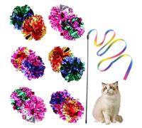 HDGSAFD 12 juguetes para gatos al aire libre, 1 divertido palo para gatos, juguete para gatos con pelota de juguete, bola táctil para mascotas, juguete para mascotas