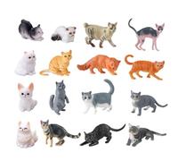 HDGSAFD 12 Modelos De Gatos Y 4 Adornos De Gatos, Modelos De Gatos Simulados, Lindos Modelos De Animales, Mini Adornos De Escritorio, Juguetes Creativos para Niños