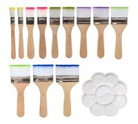 HDGSAFD 12 Piezas De Cepillos De Placa De Nylon Y 1 Pieza De Paleta De Pigmentos, Herramientas De Pintura, Accesorios para Manualidades De Bricolaje, Cepillos De Pintura Al Óleo.