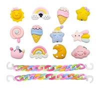 HDGSAFD 12 Piezas De Flores Para Zapatos Y 2 Piezas De Cadenas Para Zapatos, Accesorios Para Zapatos Con Agujeros En Forma De Estrella, Aptas Para Niños Y Mujeres.