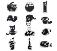HDGSAFD 12 Piezas De Insignias De Gato, Broches De Animales De Dibujos Animados, Lindas Insignias para Mujer, Broches Creativos, Decoración De Metal para Ropa