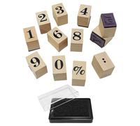 HDGSAFD 12 Sellos Digitales Y 1 Almohadilla De Tinta, Sellos De Madera, Materiales para Diario De Bricolaje, Sellos para Decoración De Tarjetas